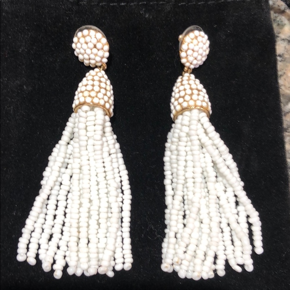 TASSEL BOHO EARRINGS 3 Inches long WHITE